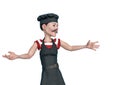 Chef cartoon is welcoming in a white background Royalty Free Stock Photo