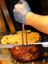 Chef carving roast meat Royalty Free Stock Photo