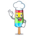 Chef character beverage colorful ice cream stick