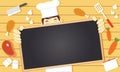 Chef Character Holding a Blackboard as Blank Copy Space Text Area