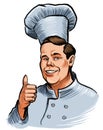 Chef character showing big thumb