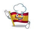 Chef character spain flag is stored cartoon drawer