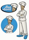 Chef character wearing uniform in crossed arm pose