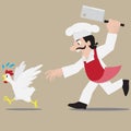 Chef chasing chicken