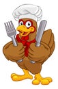 Chef Chicken Rooster Cockerel Knife Fork Cartoon