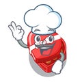 Chef choclate heart box in shape mascot