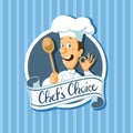 Chef choise label with wooden spoon - flat design vector