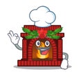 Chef christmas fireplace in the cartoon shape