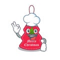 Chef christmas tag hanging on mascot shape