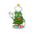 Chef christmas tree isolated with the mascot