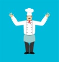 Chef confused. Cook perplexed. kitchener Vector illustration