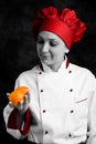 Chef is controlling orange quality