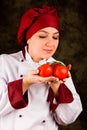 Chef is controlling tomato quality Royalty Free Stock Photo