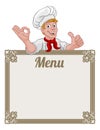 Chef Cook Baker Cartoon Man Menu Sign Background Royalty Free Stock Photo