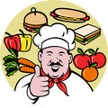 Chef cook baker fruti food veges