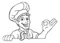 Chef Cook Baker Man Cartoon Peeking Over Sign Royalty Free Stock Photo