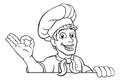 Chef Cook Baker Man Cartoon Peeking Over Sign Royalty Free Stock Photo