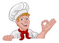 Chef Cook Baker Man Cartoon Peeking Over Sign Royalty Free Stock Photo