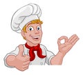 Chef Cook Baker Man Cartoon Peeking Over Sign Royalty Free Stock Photo