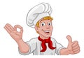 Chef Cook Baker Man Cartoon Peeking Over Sign Royalty Free Stock Photo