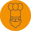 Chef cook/baker thin line flat icon - a man with a mustache a beard wearing an apron and chef`s hat. Royalty Free Stock Photo