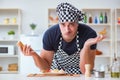 The chef cook cooking a meal breakfast dinner in the kitchen Royalty Free Stock Photo