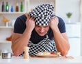 Chef cook cooking a meal breakfast dinner in the kitchen Royalty Free Stock Photo