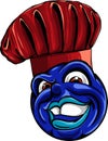 A chef or cook emoticon cartoon face in chefs hat icon Royalty Free Stock Photo