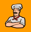 Funny chef cook logo. Restaurant, cooking, food concept