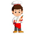 Chef Cook Holding Cleaver Knife And carrot Cartoon