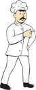 Chef Cook Mustache Standing Pointing Cartoon