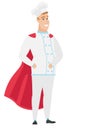 Chef cook wearing a red superhero cloak.