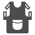 Chef cooker apron solid icon, workwear concept. Vector graphics. Sarafan with pocket and straps, cooking sign on white Royalty Free Stock Photo