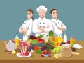 Chef and cooker assistants Royalty Free Stock Photo