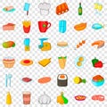 Chef cooker icons set, cartoon style