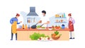 Chef Cooking in Commercial Kitchen Vector, vector design Generative AI Royalty Free Stock Photo