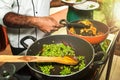 Chef at a cooking demonstration of Indian Ayurvedic cuisine