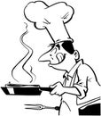 Chef cooking food Cartoon Vector Clipart