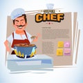 Chef cooking. presentation concept. character design - vector