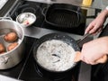 Chef cooking restaurant kitchen professional work Royalty Free Stock Photo