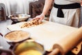 Chef cooking strudel, pastry ingredients Royalty Free Stock Photo