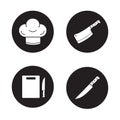 Chef cooking tools black icons set Royalty Free Stock Photo