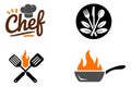Chef with cooking utensils and flame fork Royalty Free Stock Photo