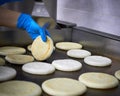 Chef cooking venezuelan arepas