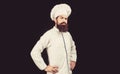 Chef, cooks or baker. Bearded male chefs isolated on black. Cook hat Royalty Free Stock Photo