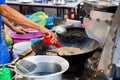 Chef cooks stir-fried noodles Royalty Free Stock Photo