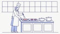 Chef creating culinary masterpieces in a bustling professional kitchen. vector design Generative AI Royalty Free Stock Photo