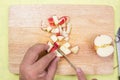 Chef cutting apple Royalty Free Stock Photo