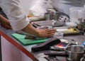 Chef cutting food