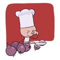 Chef Cutting onion clip art